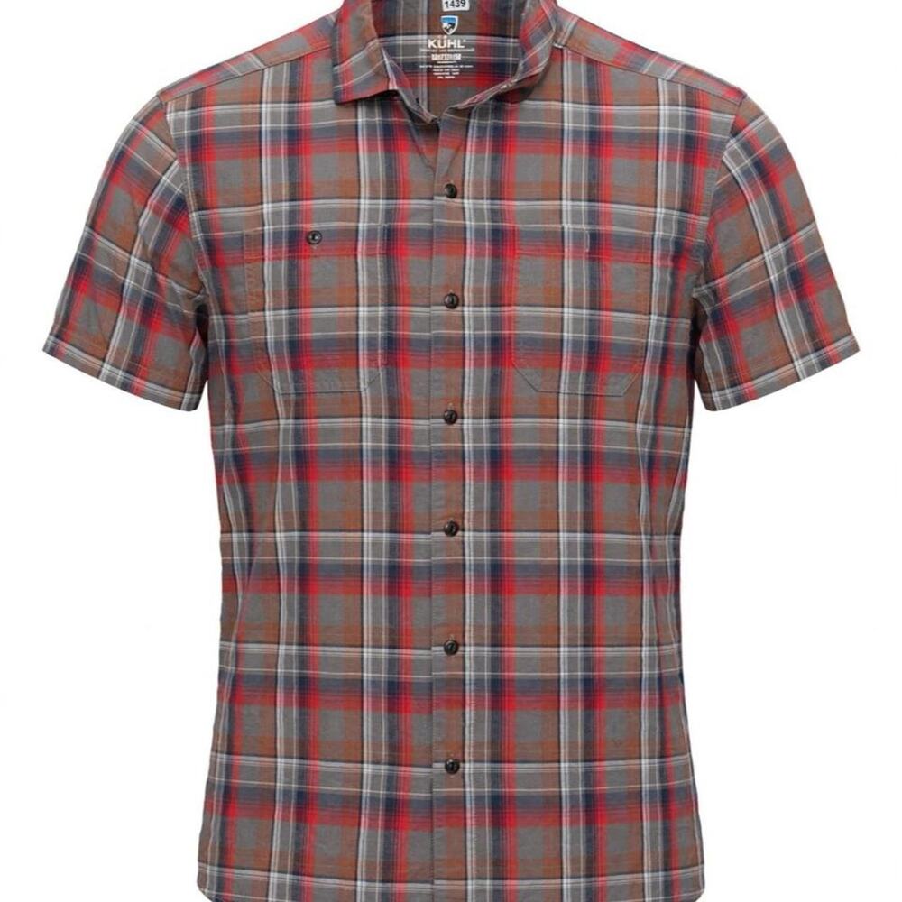 KUHL Shirt Mens Medium Short Sleeve Plaid Button Up Tapered Fit